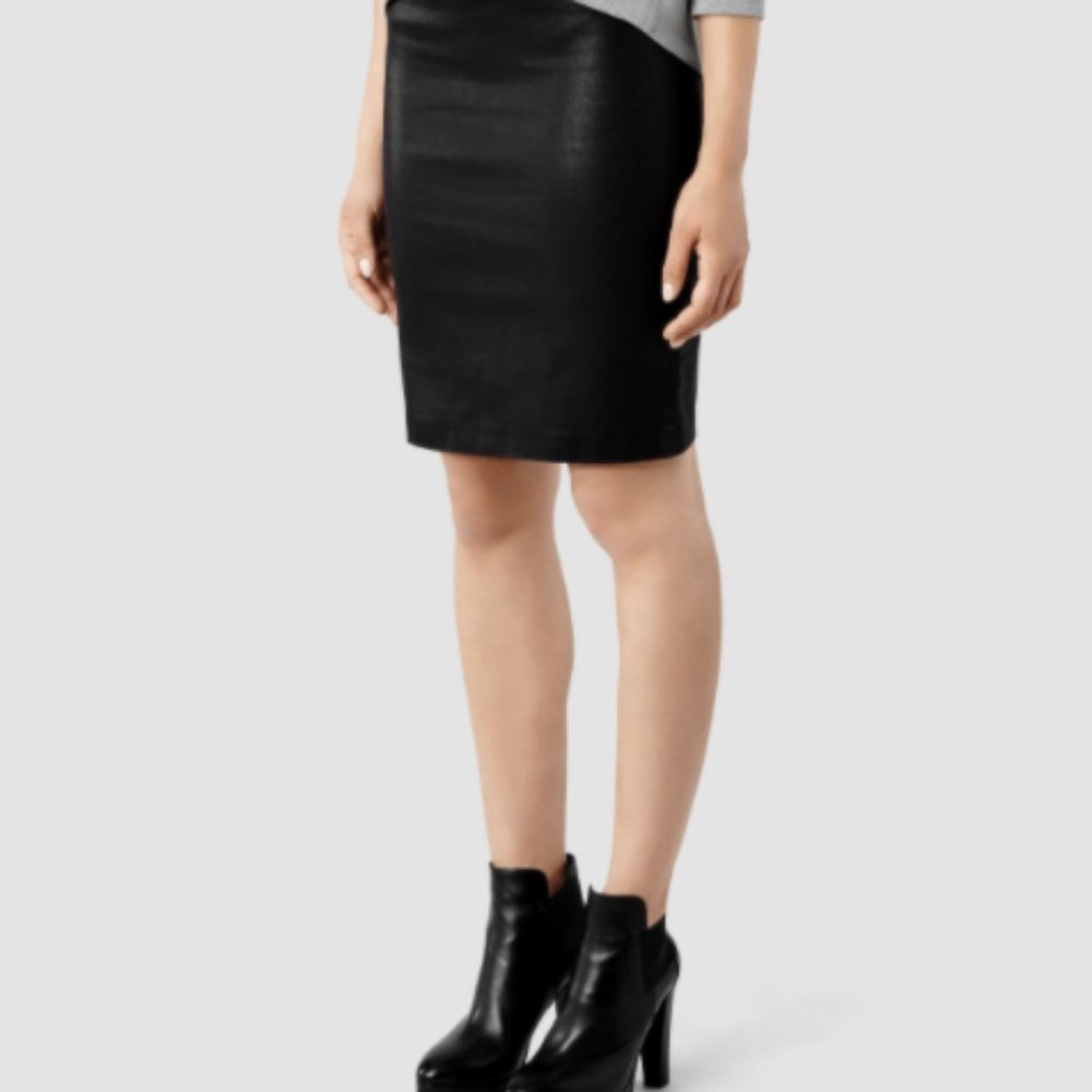 All Saints Metal Pencil Skirt